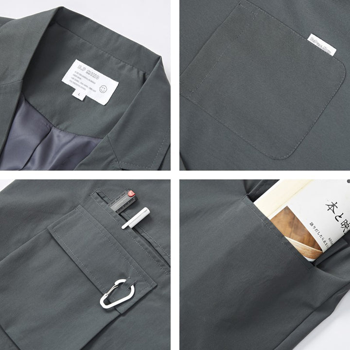 Unisex Weit geschnittener Utility-Blazer mit Multifunktionstaschen Echo Archiv