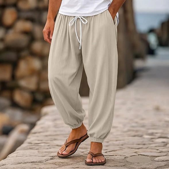 Herren luftige Freizeit-Hose mit elastischem Bund und seitlichen Eingrifftaschen Echoarchiv