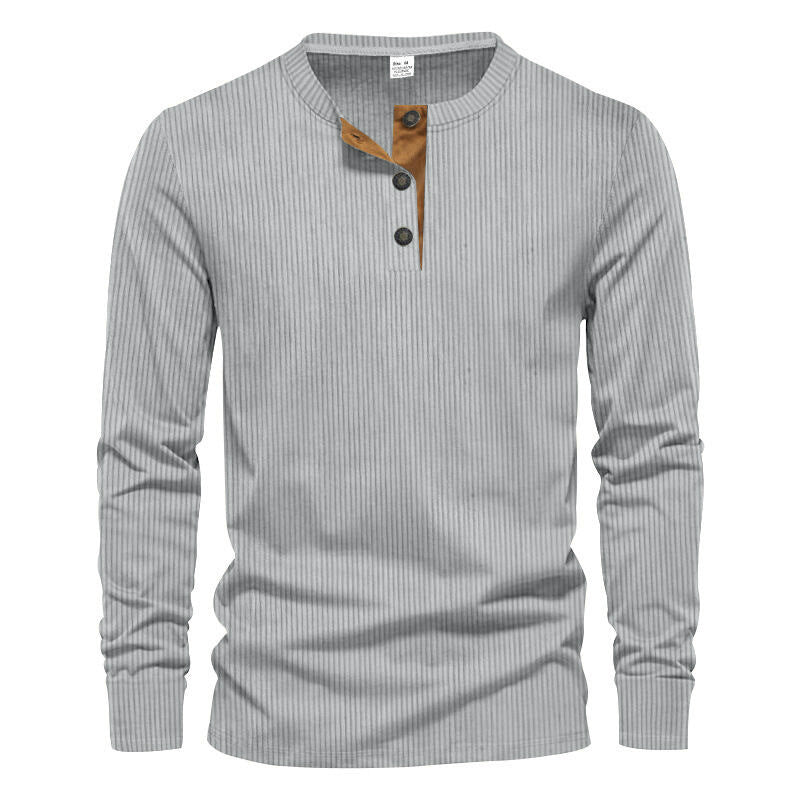 Herren Langarm-Henley-Shirt mit strukturiertem Design Echoarchiv