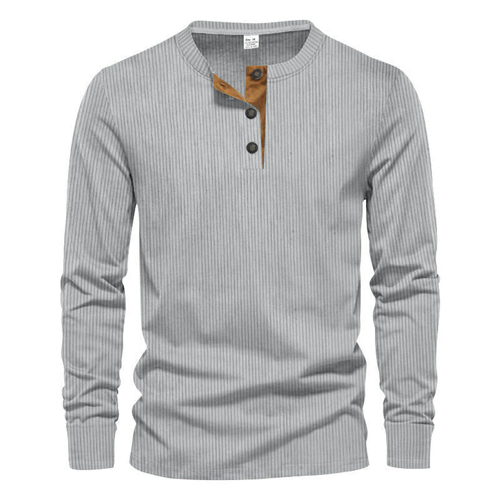 Herren Langarm-Henley-Shirt mit strukturiertem Design Echoarchiv