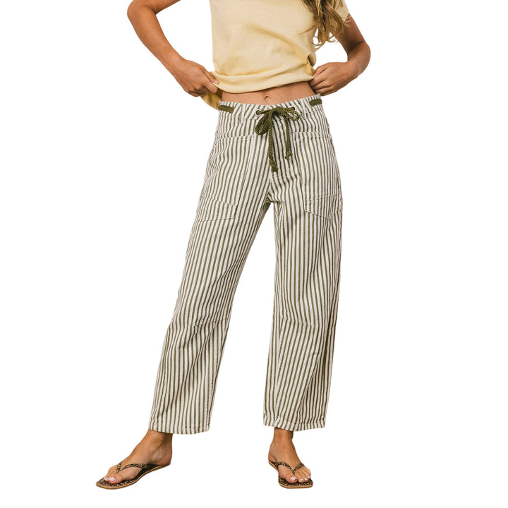 Damen nan lässige Cargo-Denim Culotte mit Kordelbund und großen aufgesetzten Taschen Echo Archiv