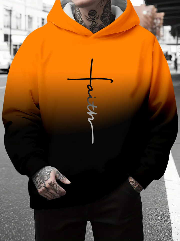 Herren Kapuzenpullover mit subtiler Farbverlauf-Optik und inspirierendem Schriftzug Echoarchiv