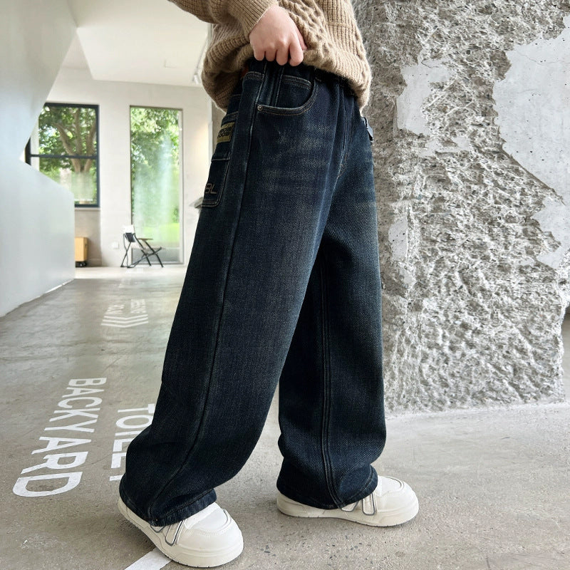 Herren weit geschnittene Denim-Hose mit tiefen Taschen Echo Archiv