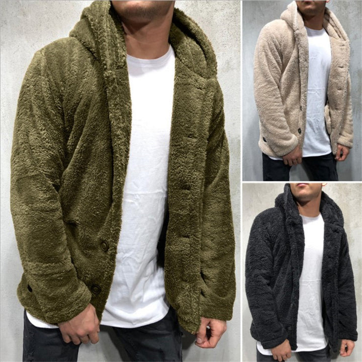 Herren Fleecejacke mit Kapuze und knöpfbarem Verschluss Echoarchiv