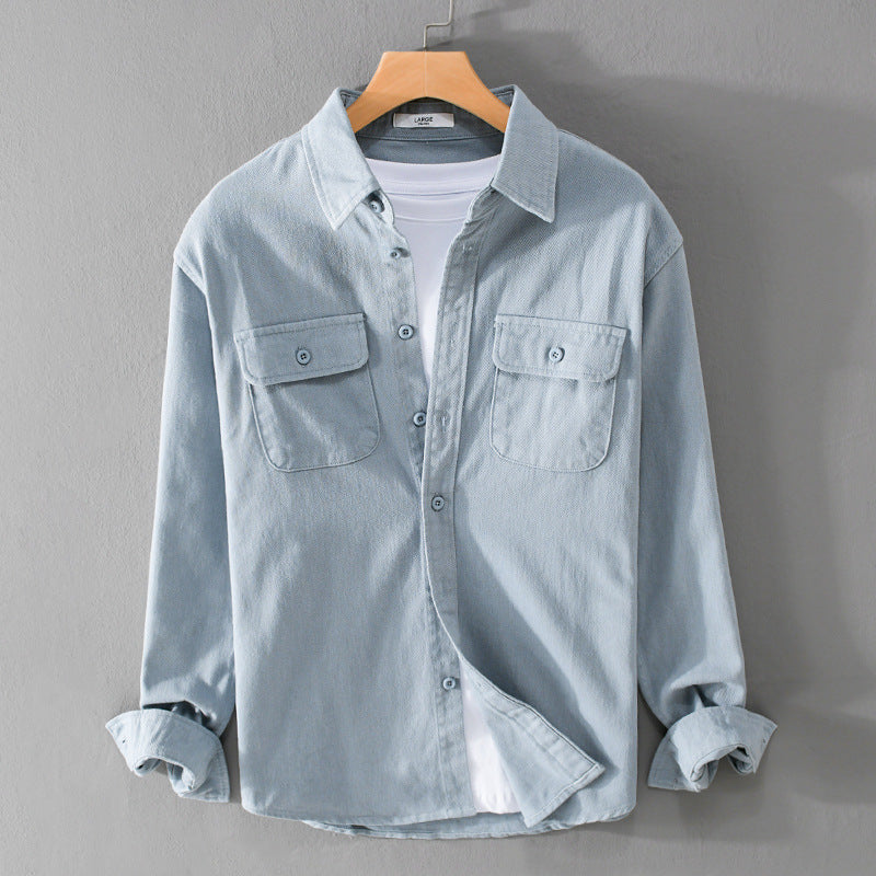 Herren Leichtes Baumwoll-Twill-Overshirt mit Brustklappen und Relaxed-Fit Echoarchiv