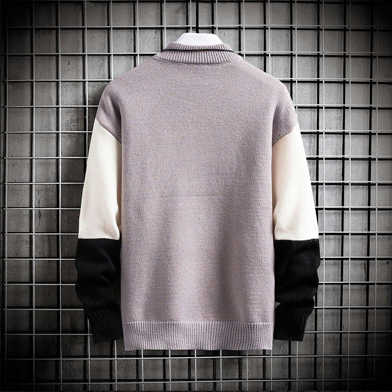 Herren nan blockfarbiger Oversize-Feinstrickpullover mit Stehkragen und gerippten Bündchen Echo Archiv