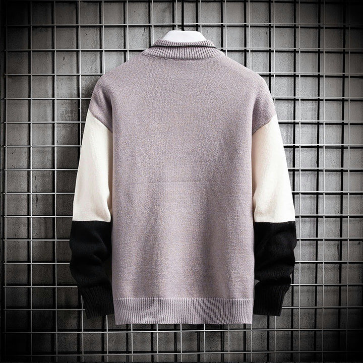 Herren nan blockfarbiger Oversize-Feinstrickpullover mit Stehkragen und gerippten Bündchen Echo Archiv