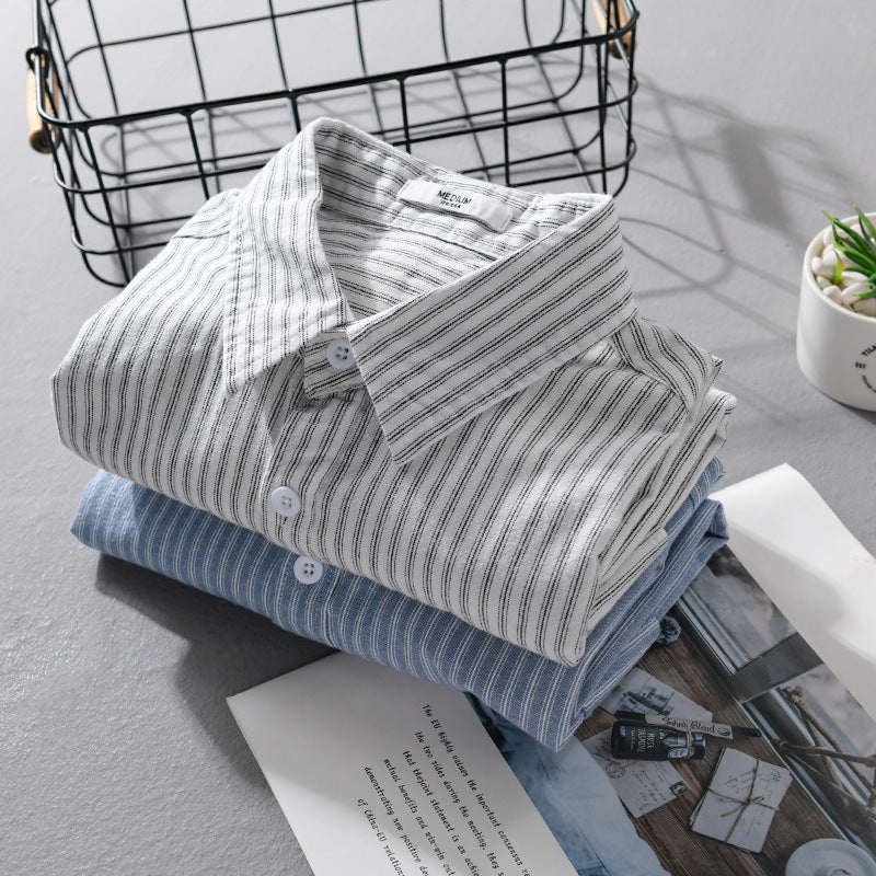 Herren Casual-Layering Hemdjacke im Streifenrelief aus leichtem Baumwolltwill mit zwei Klappbrusttaschen Echoarchiv