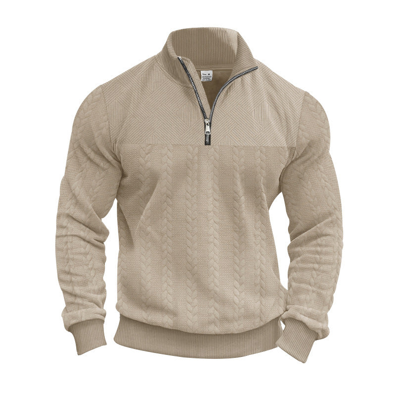 Herren Strickpullover mit Reißverschluss und modernem Zopfdesign Echoarchiv