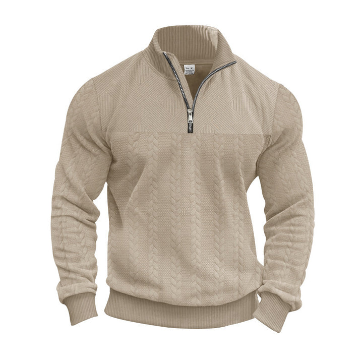 Herren Strickpullover mit Reißverschluss und modernem Zopfdesign Echoarchiv