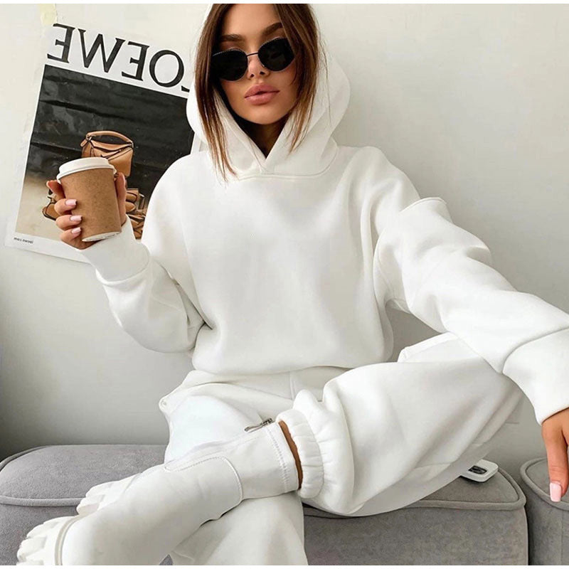 Damen nan kuscheliges Lounge-Set mit Kapuzenpullover und hoher Taillen-Jogginghose Echo Archiv