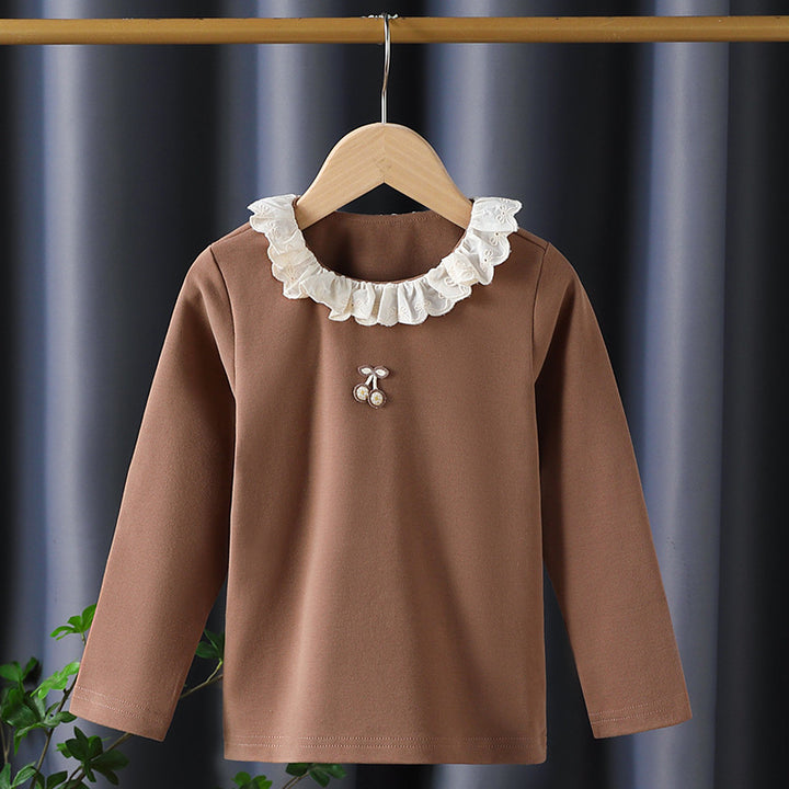 Mädchen Langarmshirt mit Rüschenkragen und charmantem Applikationsdetail Echo Archiv