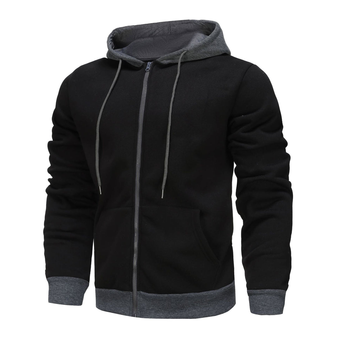 Herren Zip-Hoodie mit Kontrastfarbe und Kängurutasche Echoarchiv