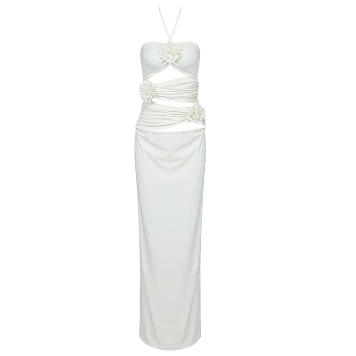 Damen Elegantes Maxikleid mit raffinierten drapierten Details und floralem Akzent Echo Archiv