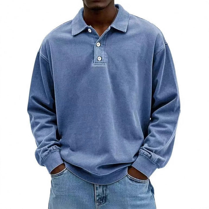 Herren Oversize Langarm Polo aus Baumwollmix – Cavello