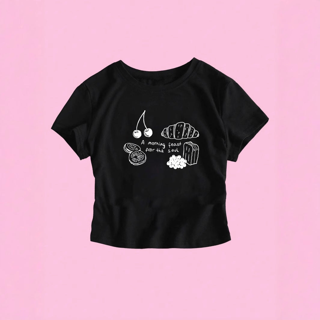 Damen T-Shirt mit kreativem Frühstücksdesign Echo Archiv