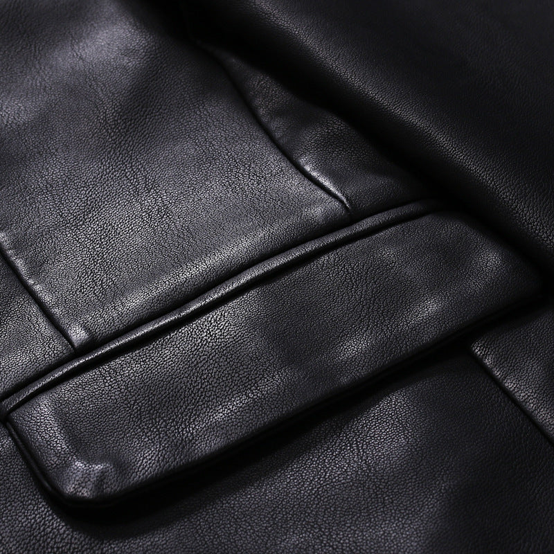 Herren Elegantes Lederblazer-Sakko im Slim-Fit mit Reverskragen Echoarchiv