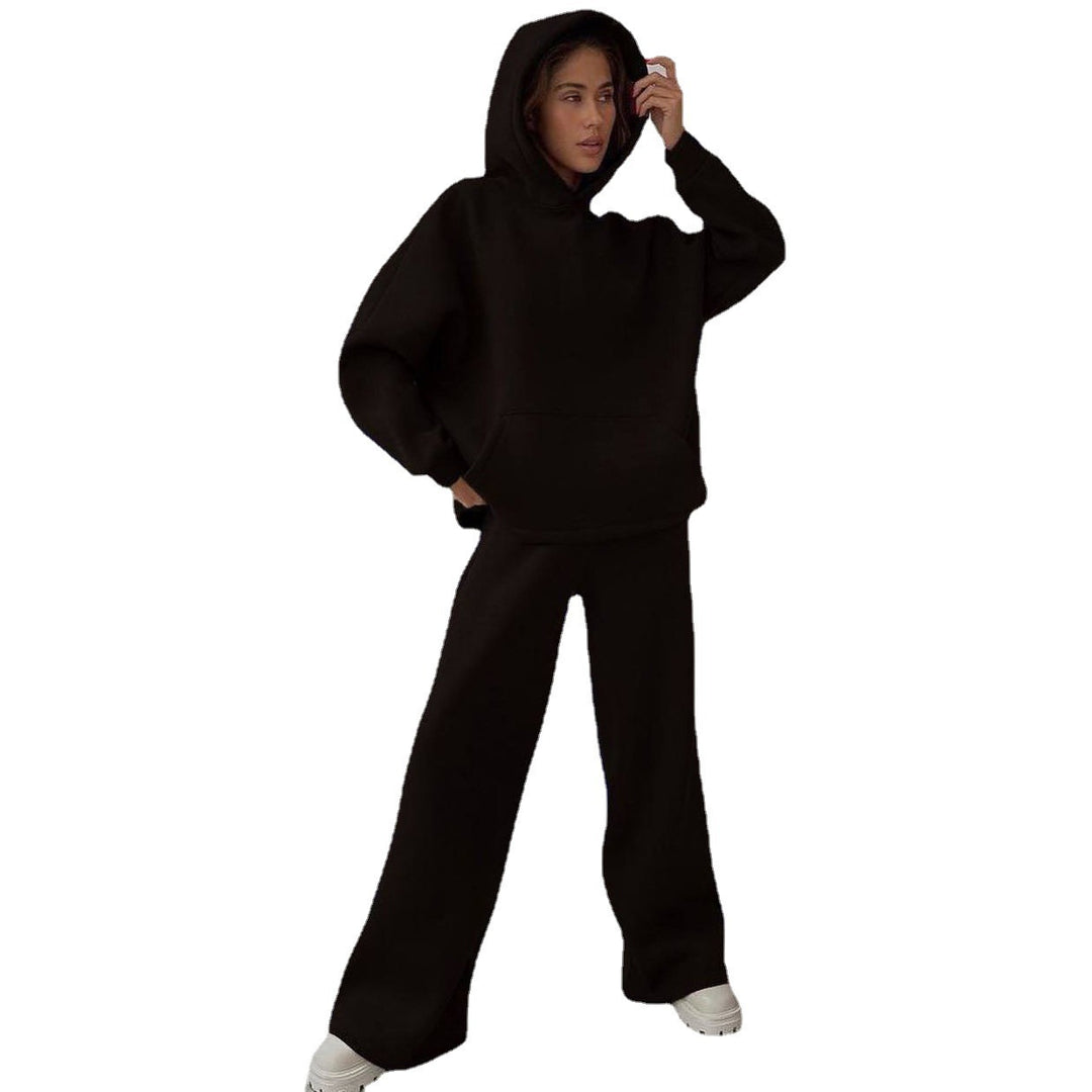 Damen nan Cozy-Komplettset mit extraweichem Oversize-Hoodie, Kängurutasche und High-Waist Palazzo-Sweathose Echo Archiv