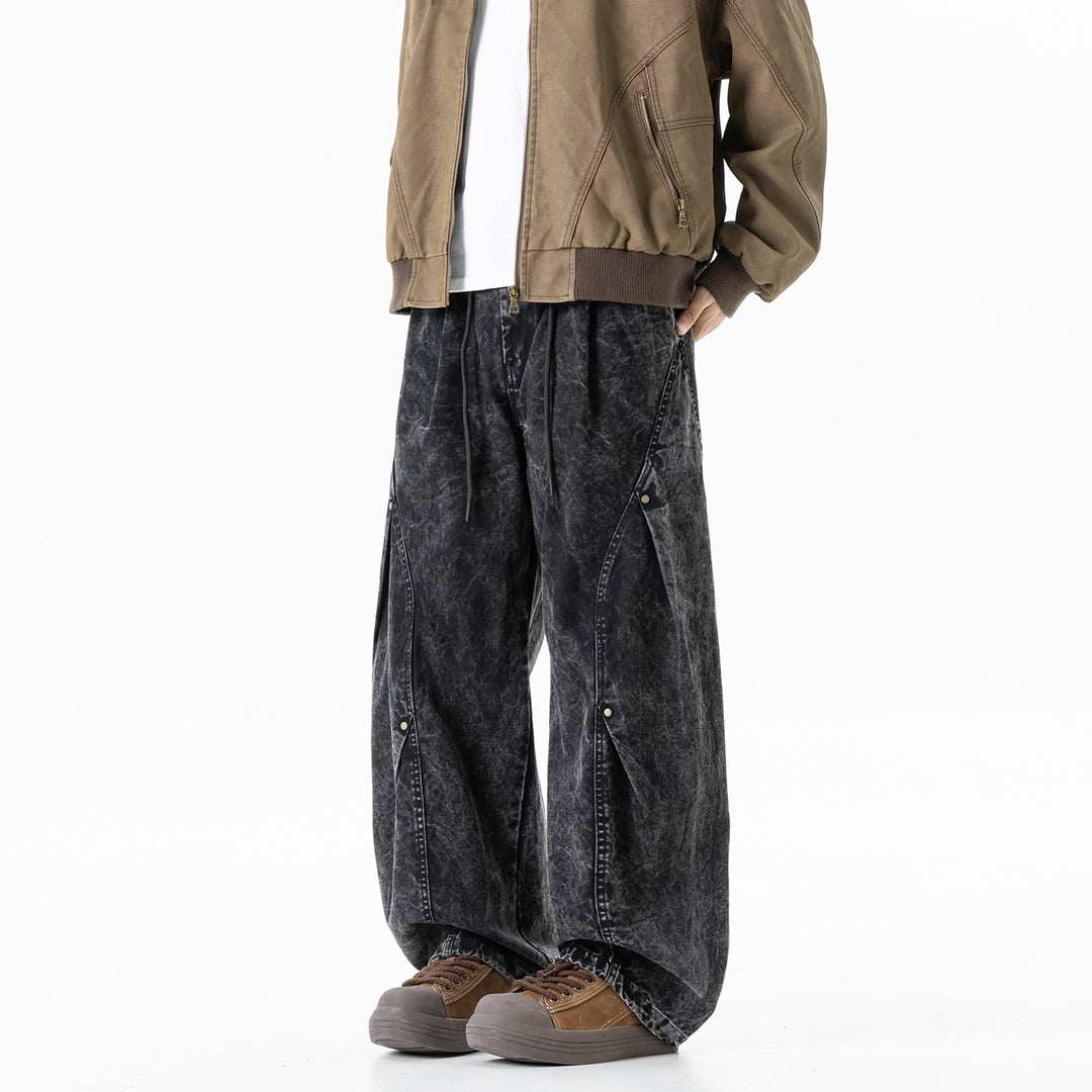Herren weite Baumwoll-Cargohose mit Elastikbund, Kordelzug und Utility-Details Echo Archiv