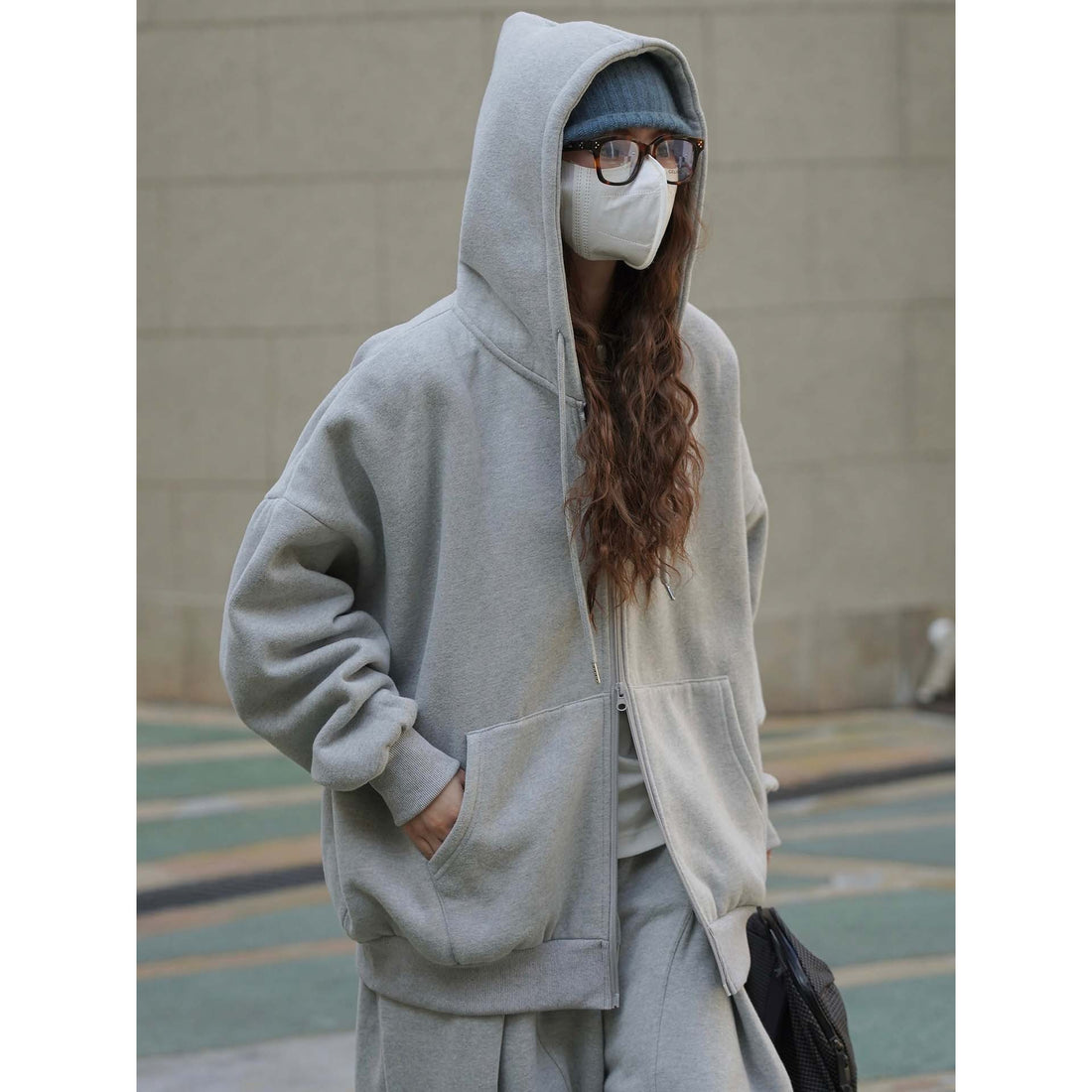 Damen Extraweites Kapuzen‑Sweatshirt mit Reißverschluss und weichem Fleecefutter Echoarchiv
