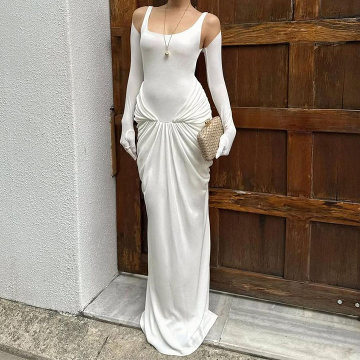Damen Elegantes bodenlanges Kleid mit raffiniertem Drapierungseffekt Echo Archiv