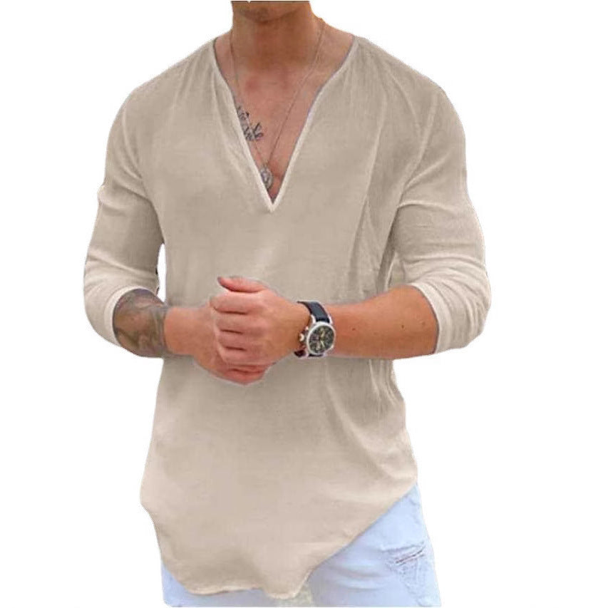 Herren Langarmshirt mit modernem V-Ausschnitt und elegantem Schnitt Echoarchiv