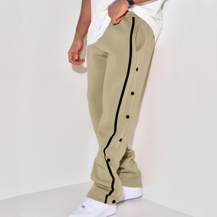 Herren Snap-Trackhose mit seitlichem Kontraststreifen, Druckknopf-Leiste und elastischem Bund Echoarchiv