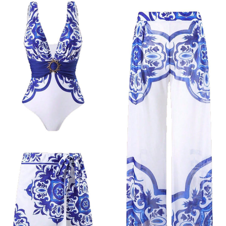 Damen Eleganter Badeanzug mit passendem Strandhosen-Set Echo Archiv