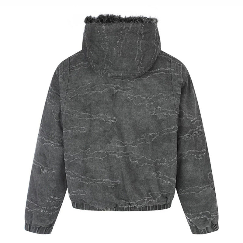 Damen Wattierte Kapuzen‑Bomberjacke mit Kunstfellbesatz, Camouflage‑Effekt und elastischem Saum Echoarchiv