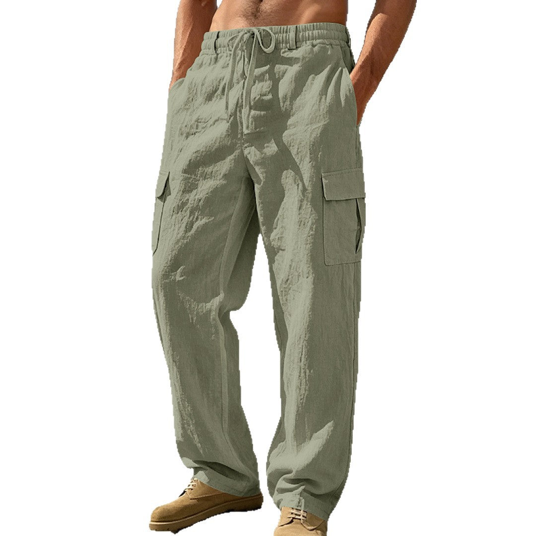 Herren Cargo-Hose mit Kordelzug, weitem Schnitt und aufgesetzten Taschen – Bravaro