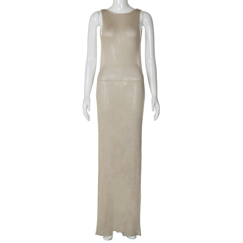 Damen Elegantes, figurbetontes Maxikleid mit schimmerndem Glanz Echo Archiv