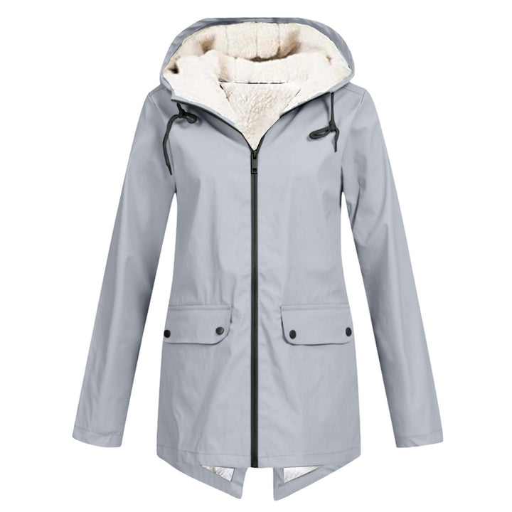 Damen wetterfeste und gefütterte Regenjacke mit verstellbarem Kapuzenkragen Echoarchiv