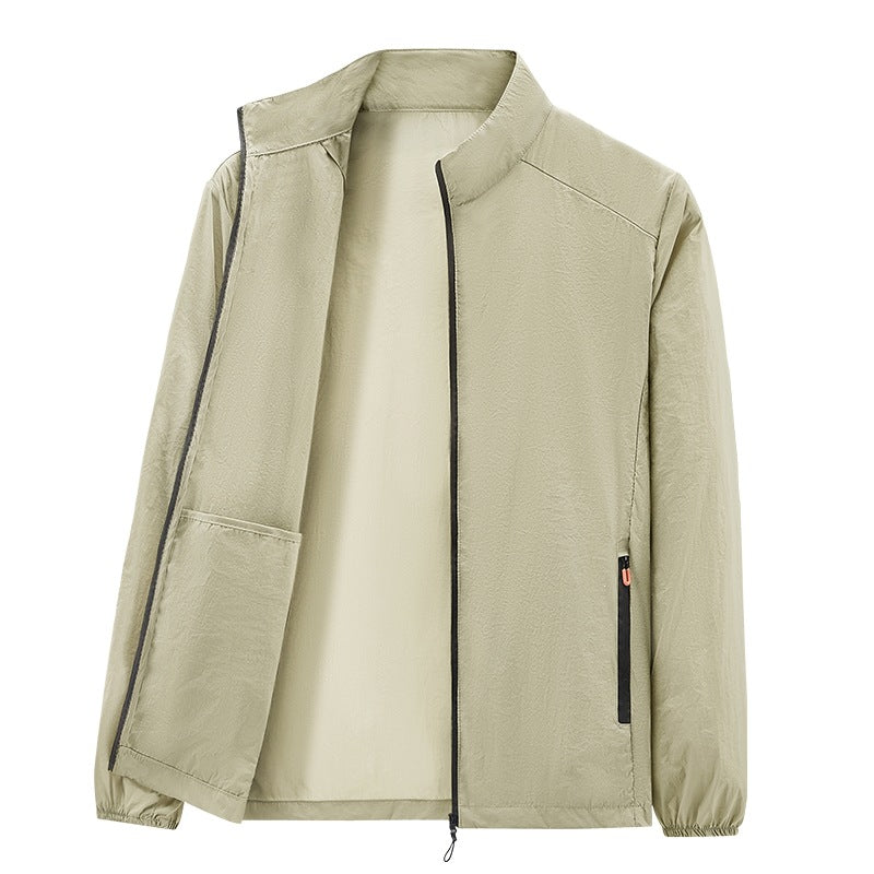 Herren Ultraleichte packbare Windjacke mit Innenfach, Stehkragen & Reißverschlusstaschen Echoarchiv