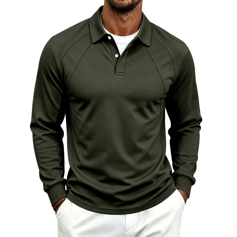 Herren Polo-Sweatshirt mit Raglanärmeln, Halbknopfleiste und Rippbündchen Echoarchiv