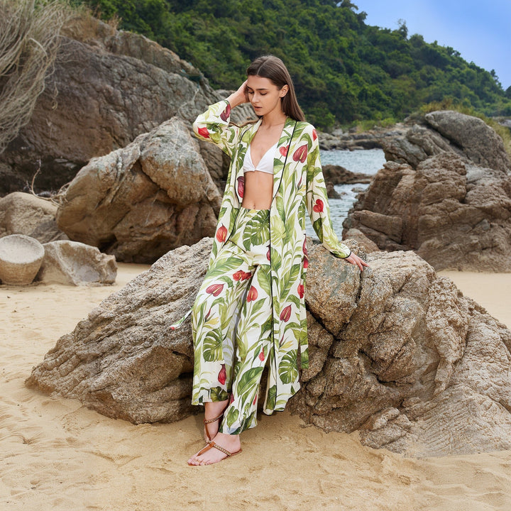 Damen luftiger Kimono mit floralen Mustern Echo Archiv