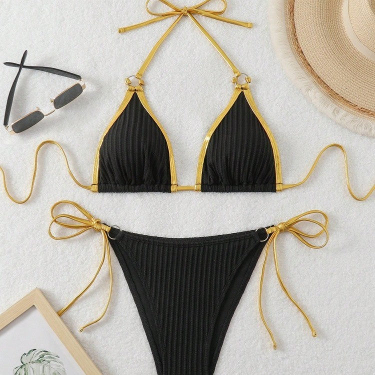Damen Bikini-Set mit glänzenden Akzenten und verstellbaren Bindebändern Echo Archiv