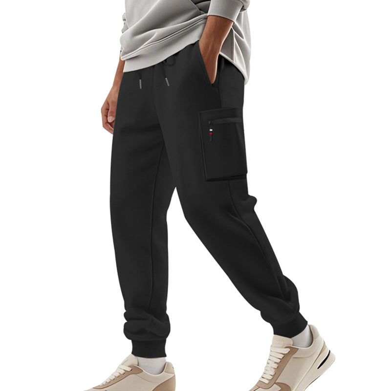 Herren Cargo-Jogginghose mit Reißverschluss-Cargotasche, elastischem Bund und geripptem Saum – Bravaro