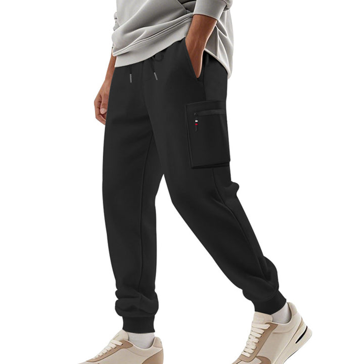 Herren Cargo-Jogginghose mit Reißverschluss-Cargotasche, elastischem Bund und geripptem Saum – Bravaro