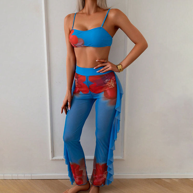 Damen Bikiniset mit transparenter Rüsche Echo Archiv