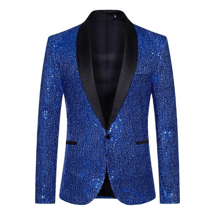 Herren Pailletten-Blazer mit Schalkragen – Tianoro