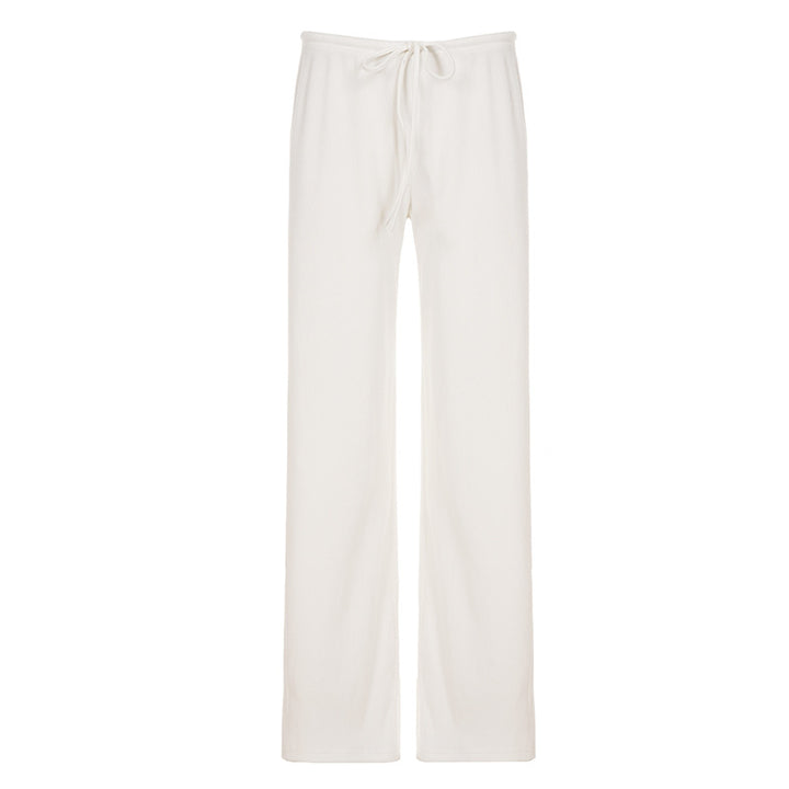 Damen nan lässige Lounge-Hose mit weitem Bein, elastischem Tunnelzugbund und feinem Rippstrick Echo Archiv