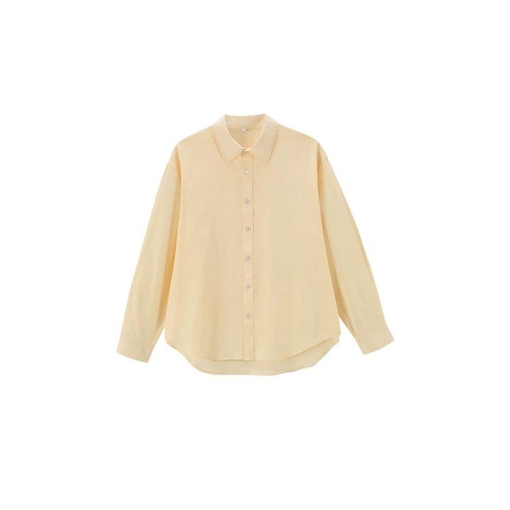 Damen Oversize Baumwollbluse mit Kentkragen und abgerundetem Saum Echoarchiv