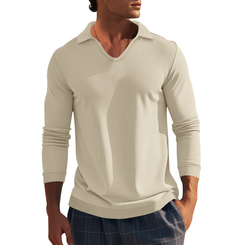 Herren Langarmshirt mit modernem V-Ausschnitt und strukturiertem Design Echoarchiv