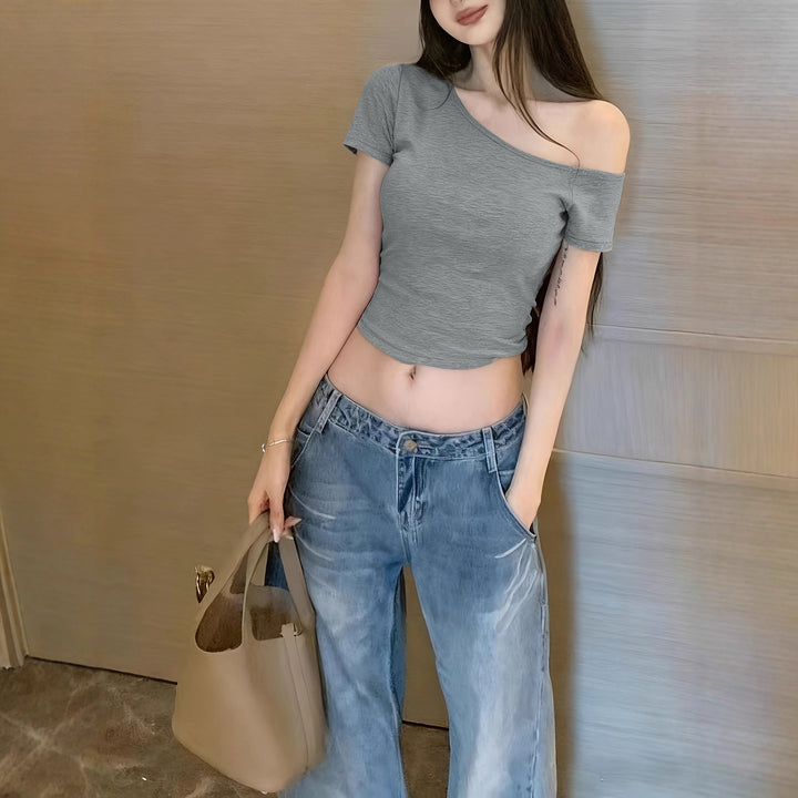 Damen lässiges Crop-Top im Off-Shoulder Stil Echo Archiv