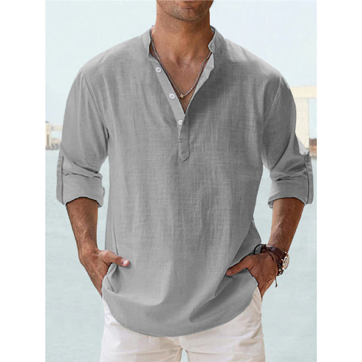 Herren Langarm Henley-Shirt mit lässigem Knopfverschluss und hochwertiger Baumwolle Echoarchiv