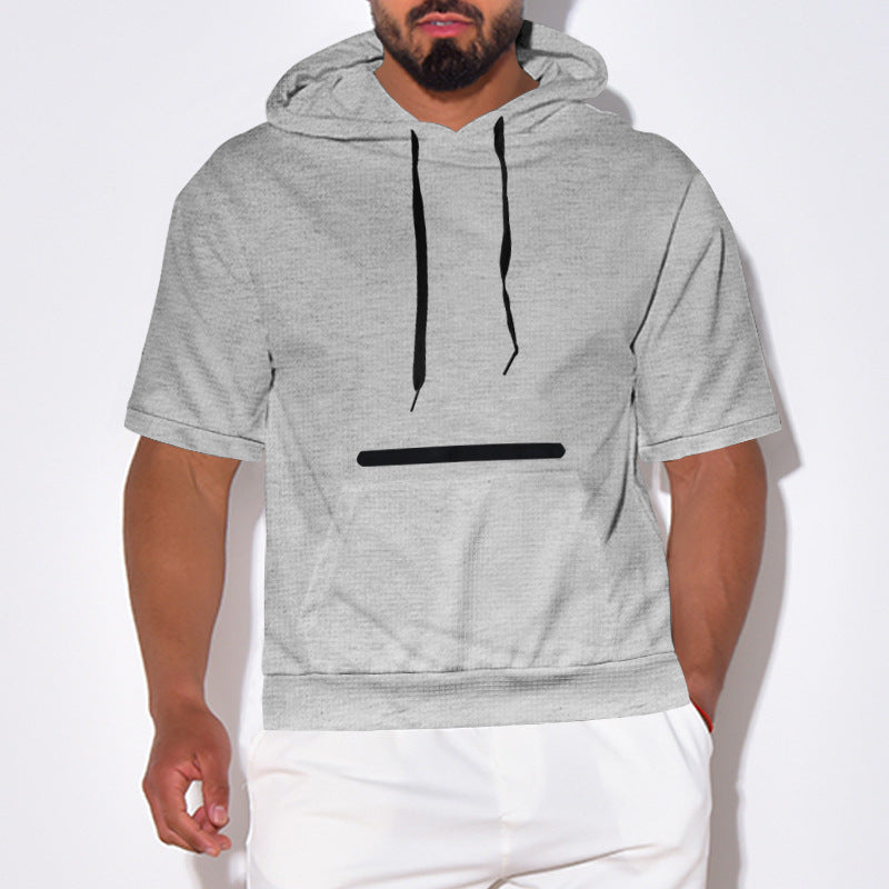 Herren lässiges Kurzarm-Hoodie mit praktischer Kängurutasche Echoarchiv