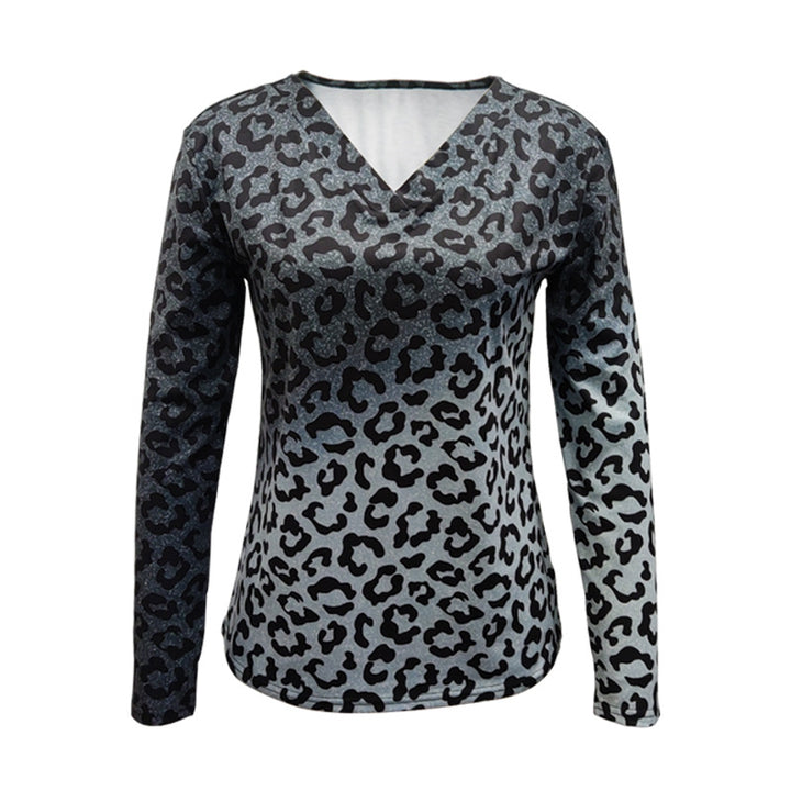 Damen V-Ausschnitt Langarmoberteil mit Ombre-Leo-Muster und lässiger Passform – Avérine