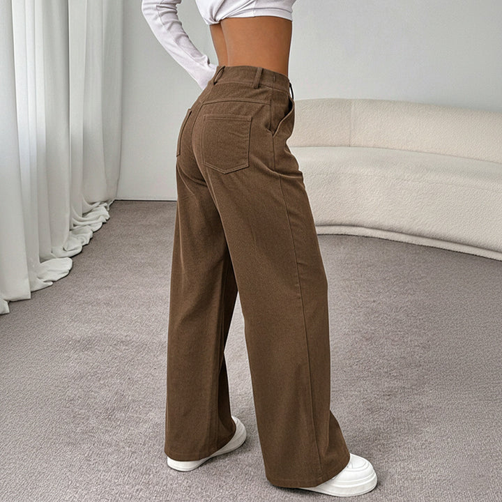 Damen Hochtaillierte Palazzo-Hose mit weitem Bein und Gürtelschlaufen – Avélisse