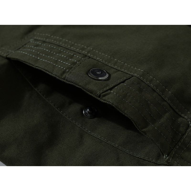 Herren Canvas-Flightjacke mit wärmender Fleece-Innenlage, Schulterklappen und Multifunktions-Taschen – Taviero