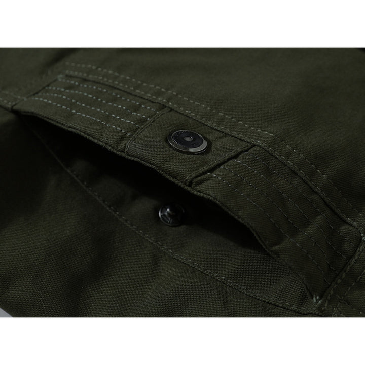 Herren Canvas-Flightjacke mit wärmender Fleece-Innenlage, Schulterklappen und Multifunktions-Taschen – Taviero